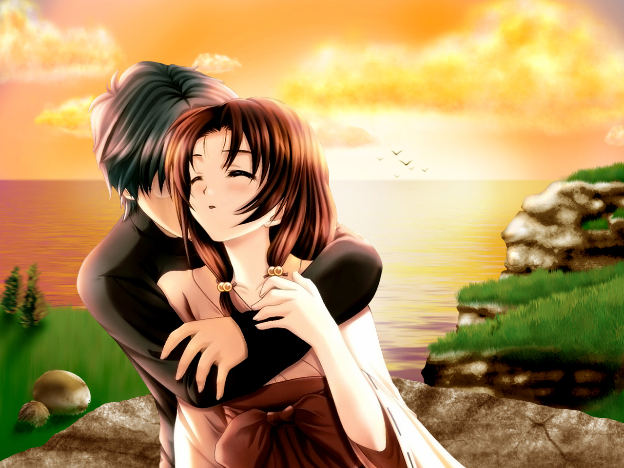 Anime Couple Love Romance HD Wallpaper