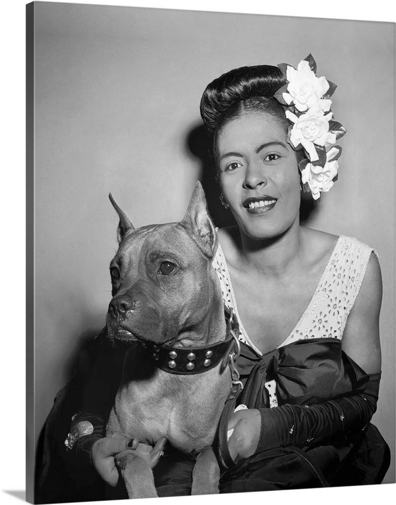 Billie Holiday with her dog Mister Wall Art Canvas Prints