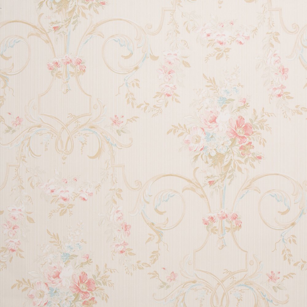 Cottage Floral Ivory Shabby Chic Wallpaper For Walls Double Roll
