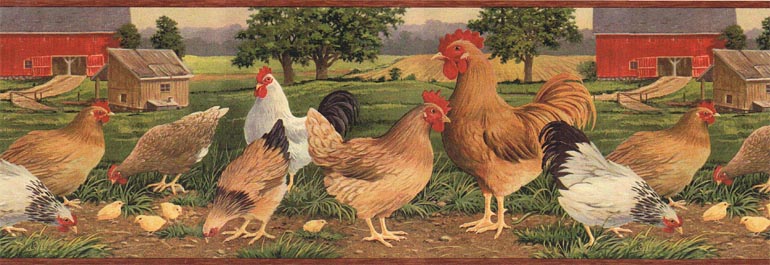 Details About Country Chicken Farm Rooster Wallpaper Border Afr7106