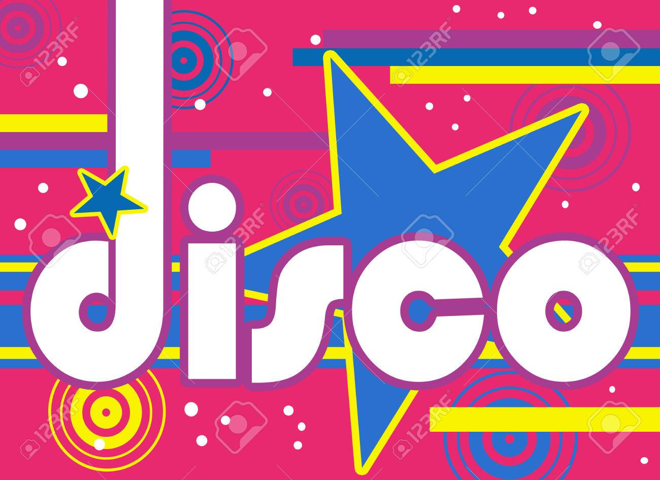 Colorful Retro Disco Wallpaper With Stars And Design Circles