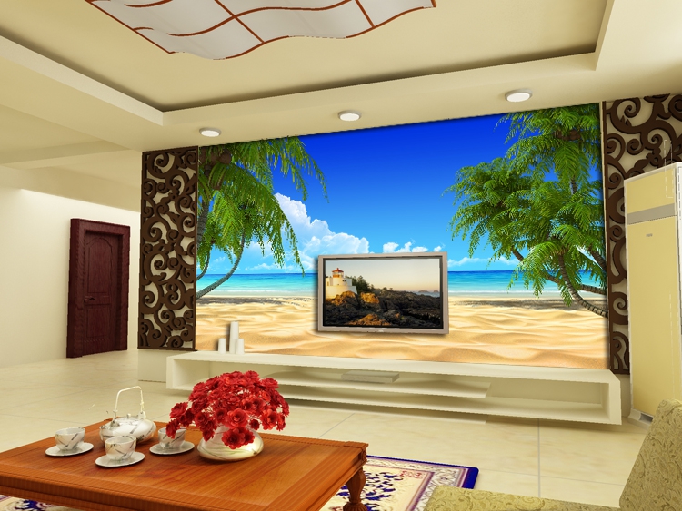 Mediterranean Style Mural Wallpaper Tv Sofa Bedroom Background