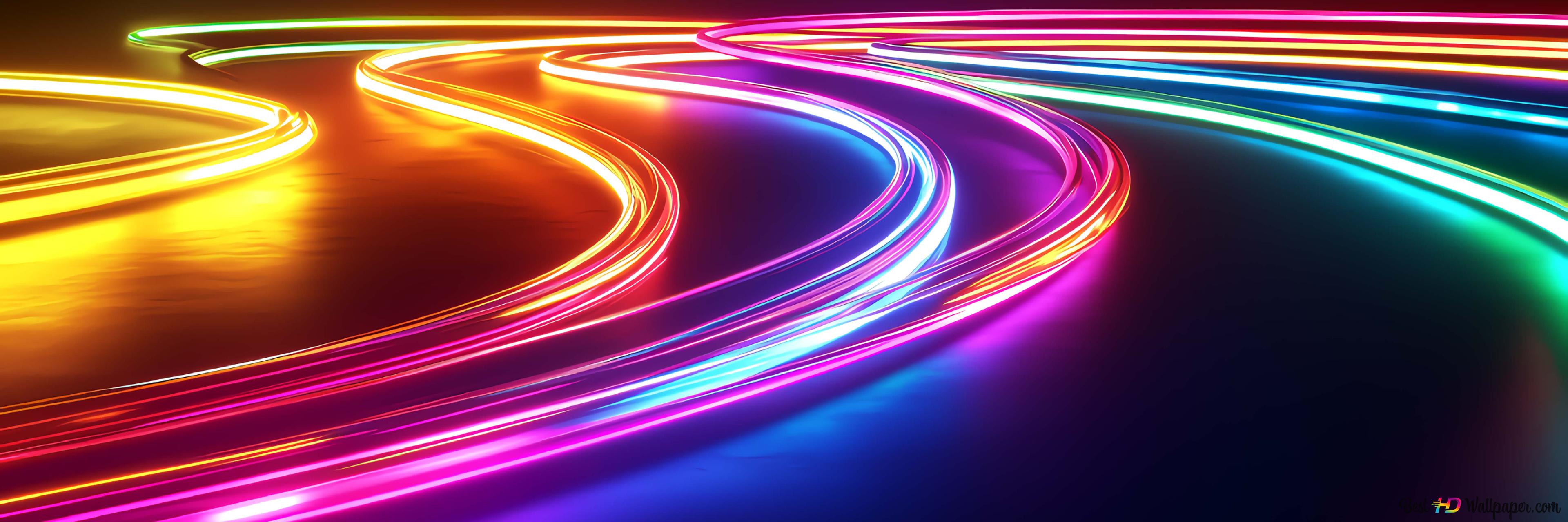 Ethereal Neon Lights Twisting In Harmony 4k Wallpaper