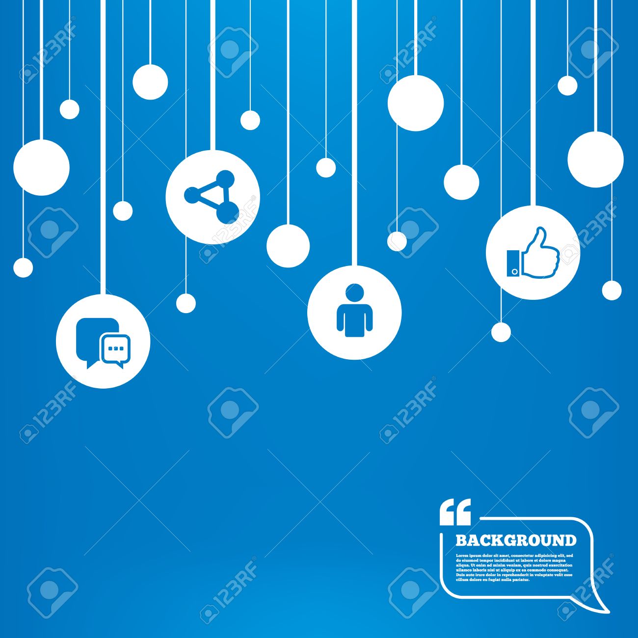 Circles Background With Lines Social Media Icons Chat Speech