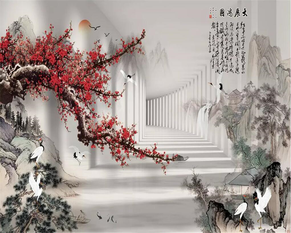 Customized Wallpaper Photos Chinese Landscape Plum Blossom Tv