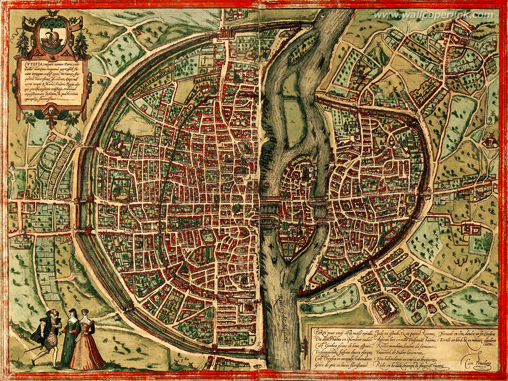    Civitates Orbis Terrarum Old Paris Map WALLPAPER