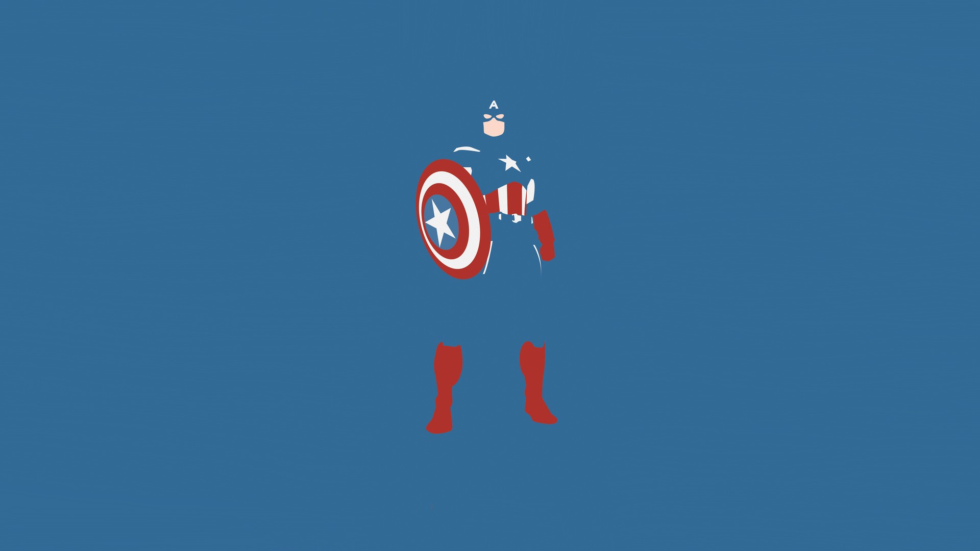 Minimalistic Ics Captain America Blue Background Wallpaper