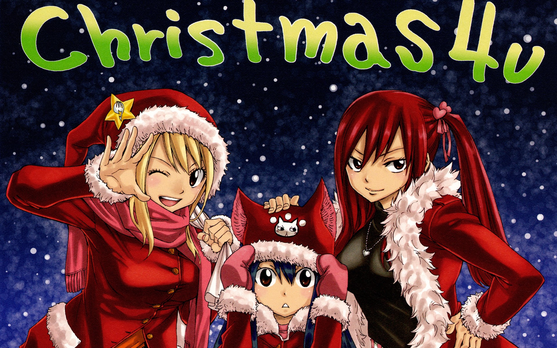 Fairy Tail Christmas Wallpaper HD Anime Girls Erza Scarlet Wendy Lucy