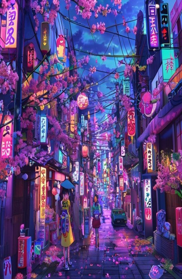 Japanese Anime Street 1080p Wallpaper