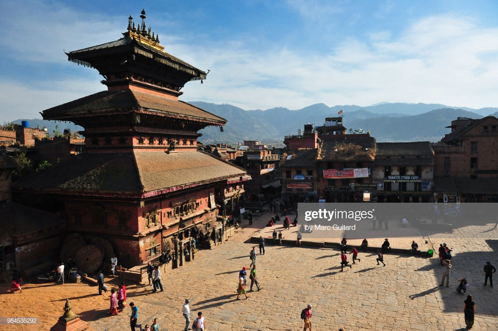 A From Bhairab Temple Over Town Square With The Himalayan