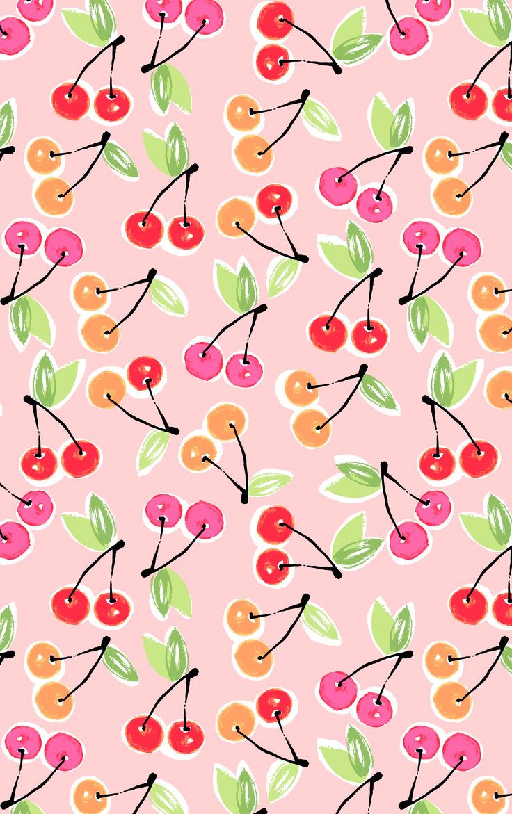 Fruit Cherries Patterns Prints Wallpaper Background
