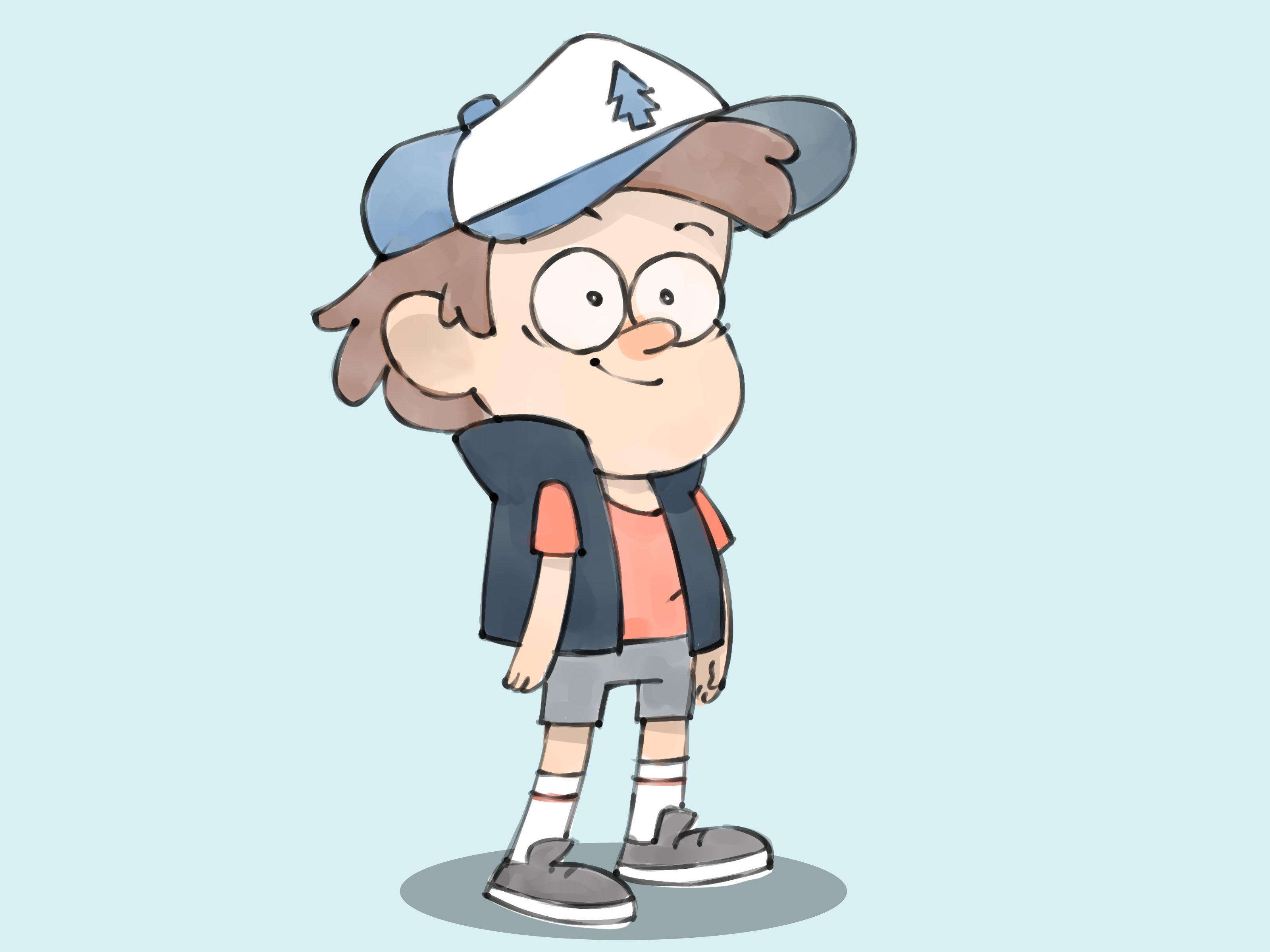 How To Draw Dipper Pines From Gravity Falls Steps