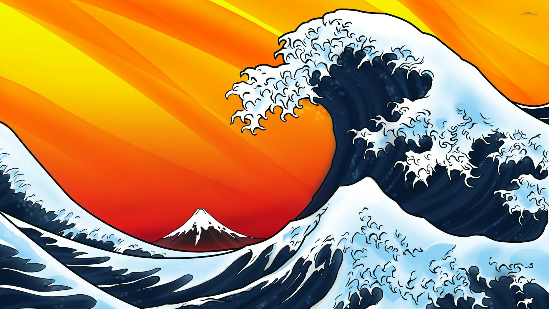 Japanese Style Waves Wallpaper Vector