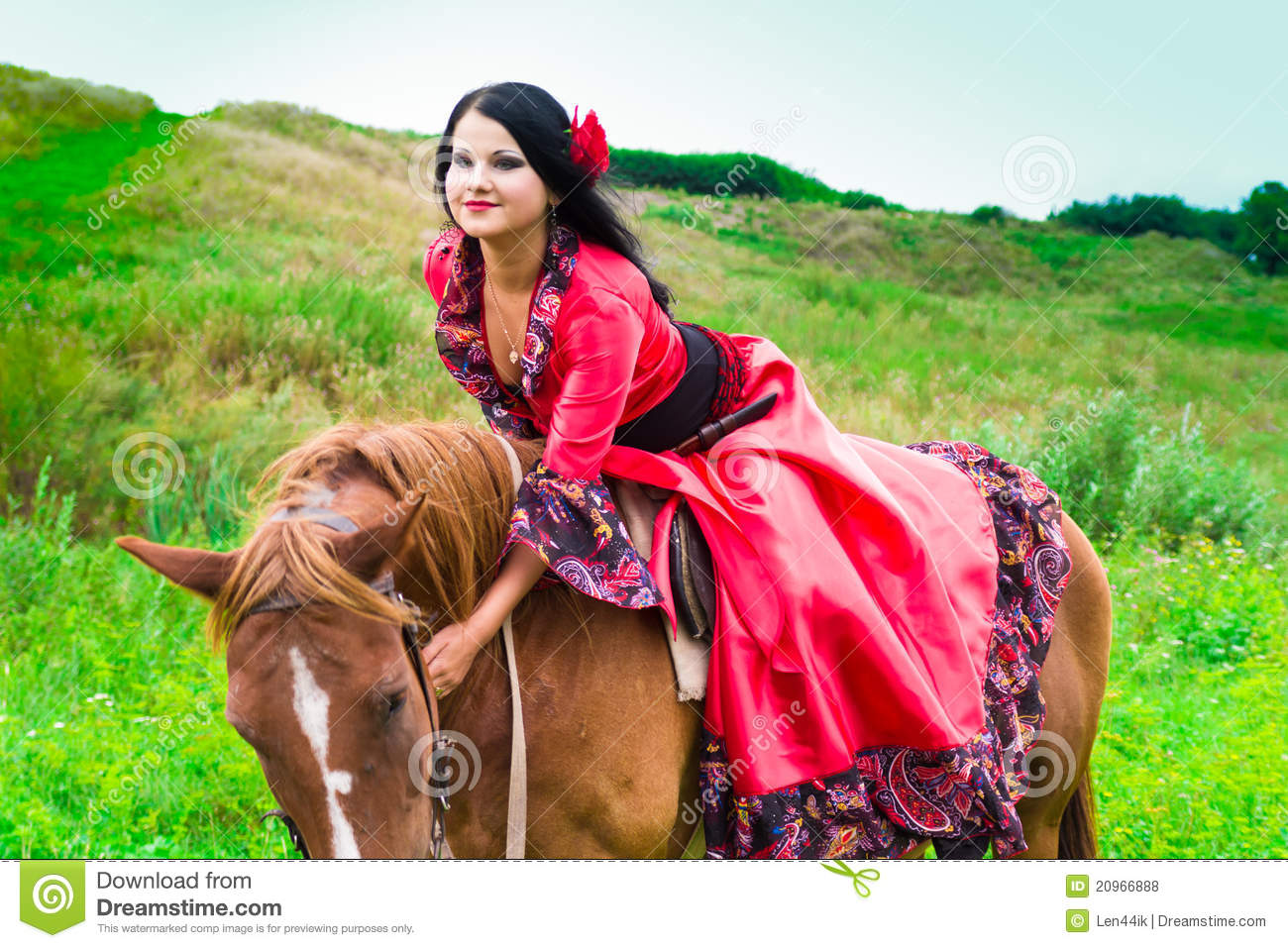 Royalty Stock Photos Beautiful Gypsy Girl Riding A Horse