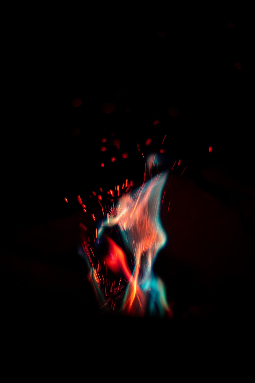 Blue And Red Fire Digital Wallpaper Photo Image