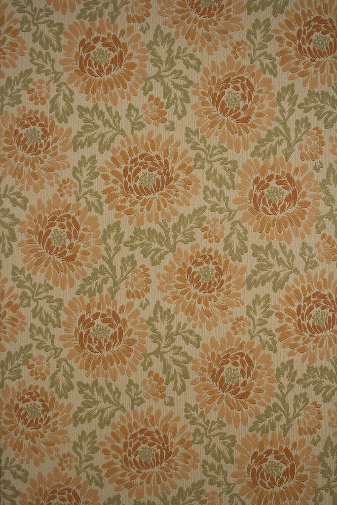 Vintage Retro Wallpaper Sixties Floral Pattern Motif
