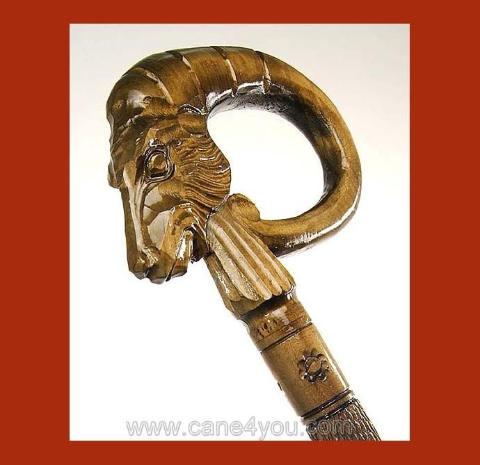 Wood Carved Cane Handle