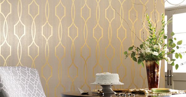 Palladian Wallpaper in Gold and Soft Grey design by York Wallcoverings
