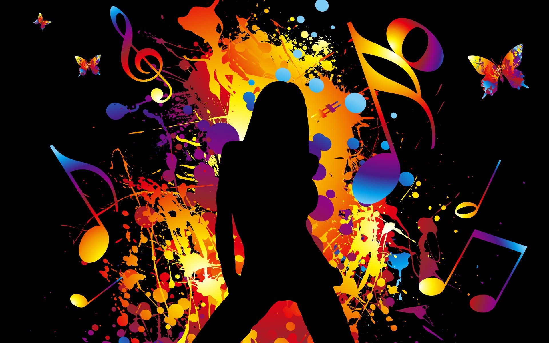 Music Girl Colorful Background New HD Wallpaper