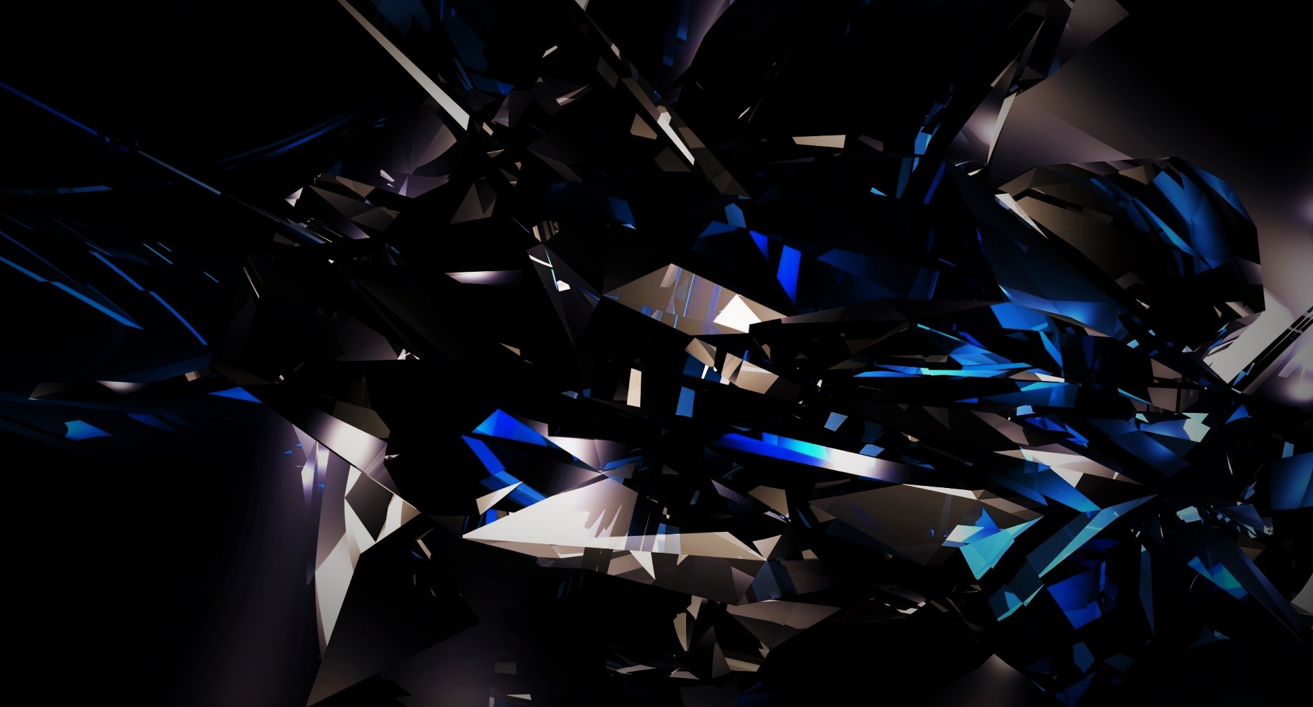 Black Dark Abstract 3d Shards Glass Blue Bright Wallpaper