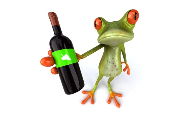 Wallpaper Frog 3d Graphics Bottle Wine