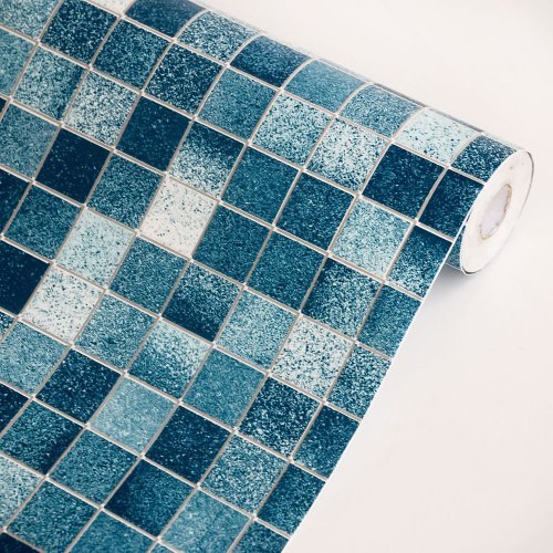 Blue Mosaic Self Adhesive Wallpaper Home Decor Roll Best