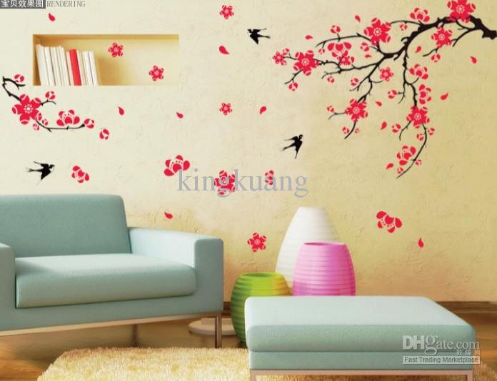 removable wall stickersliving room sofa TV background wallpaper plant