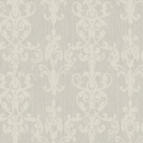 Grey Distressed Damask Scroll Wallpaper Wall Sticker Outlet