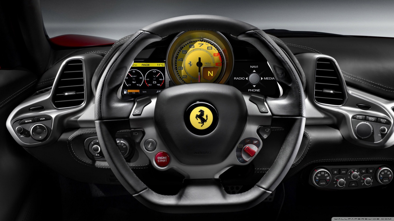 Ferrari Italia Steering Wheel 4k HD Desktop Wallpaper