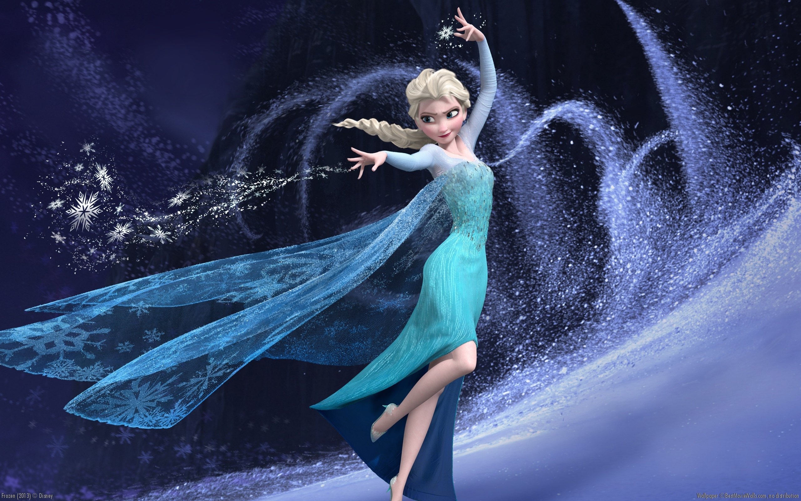 Elsa gracefully conjuring ice magic in a scene from Disney's Frozen