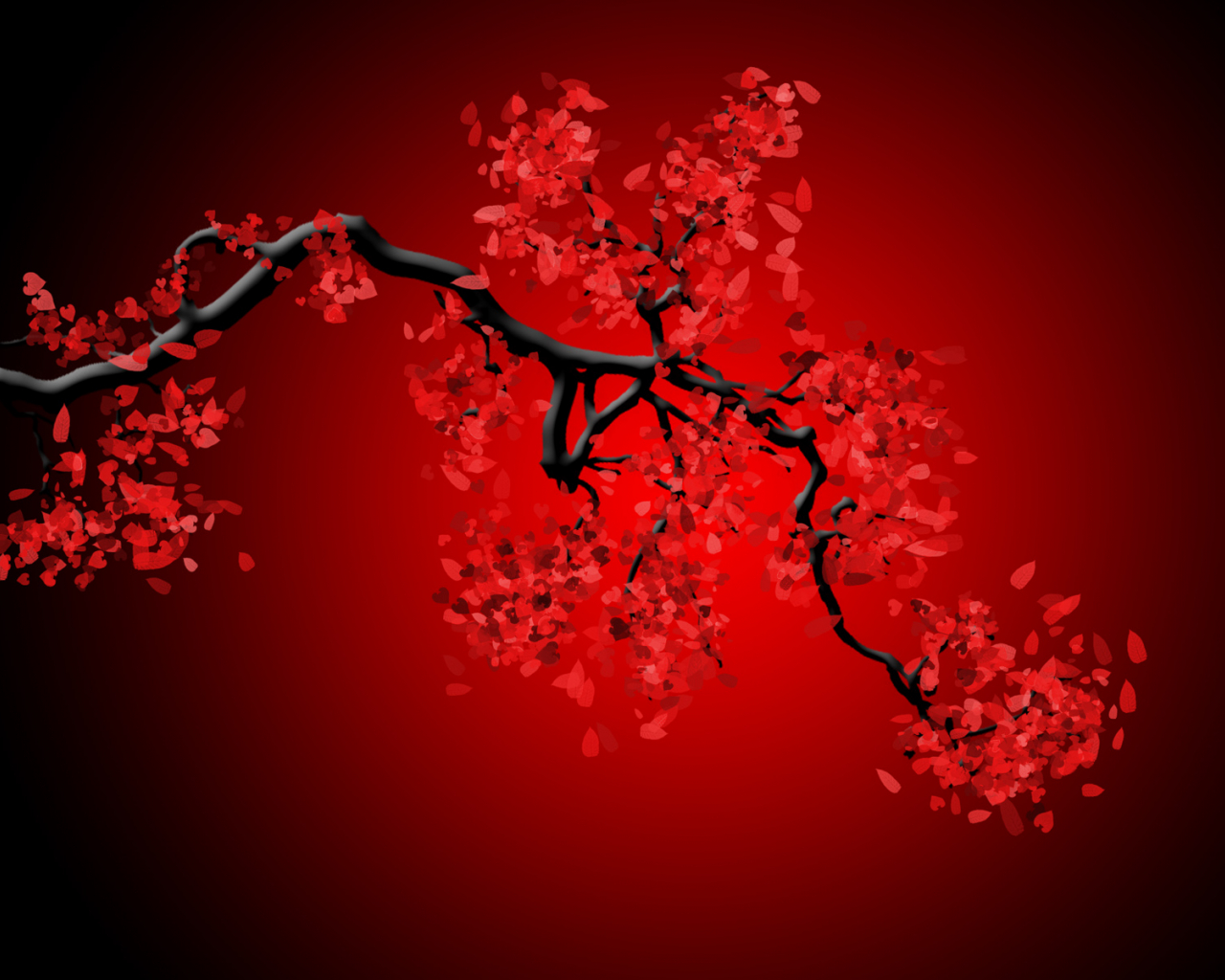 Cherry Blossom Red And Black Wallpaper
