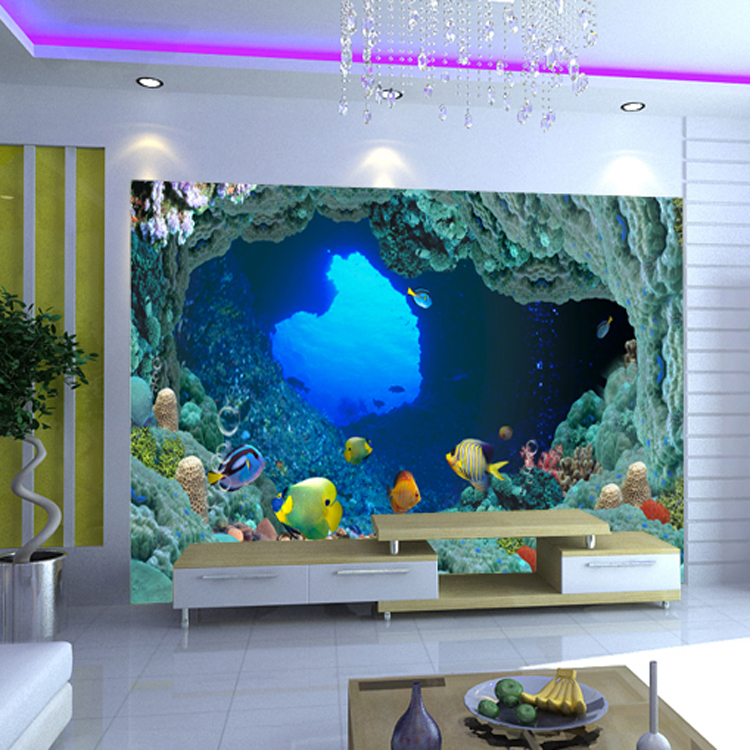 Three dimensional 3d wallpaper mural underwater world 2 children 750x750