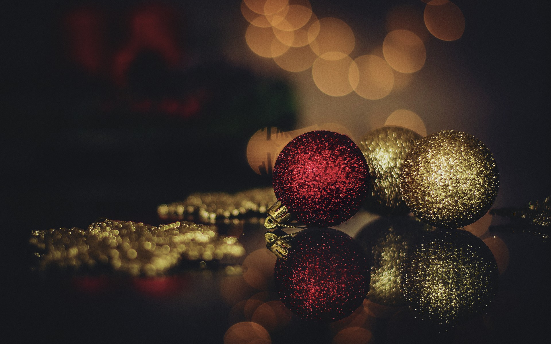 Macro Of Colorful Glitter Christmas Balls