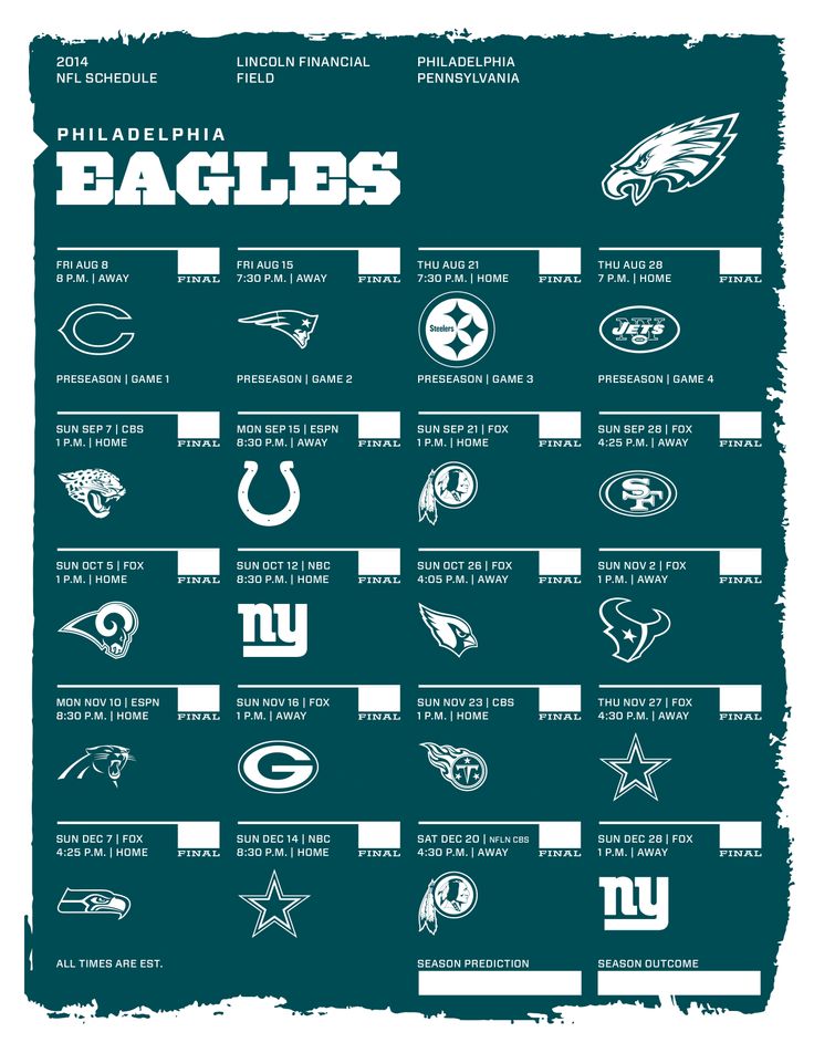 Philadelphia Eagles Nfl Schedule Schedules