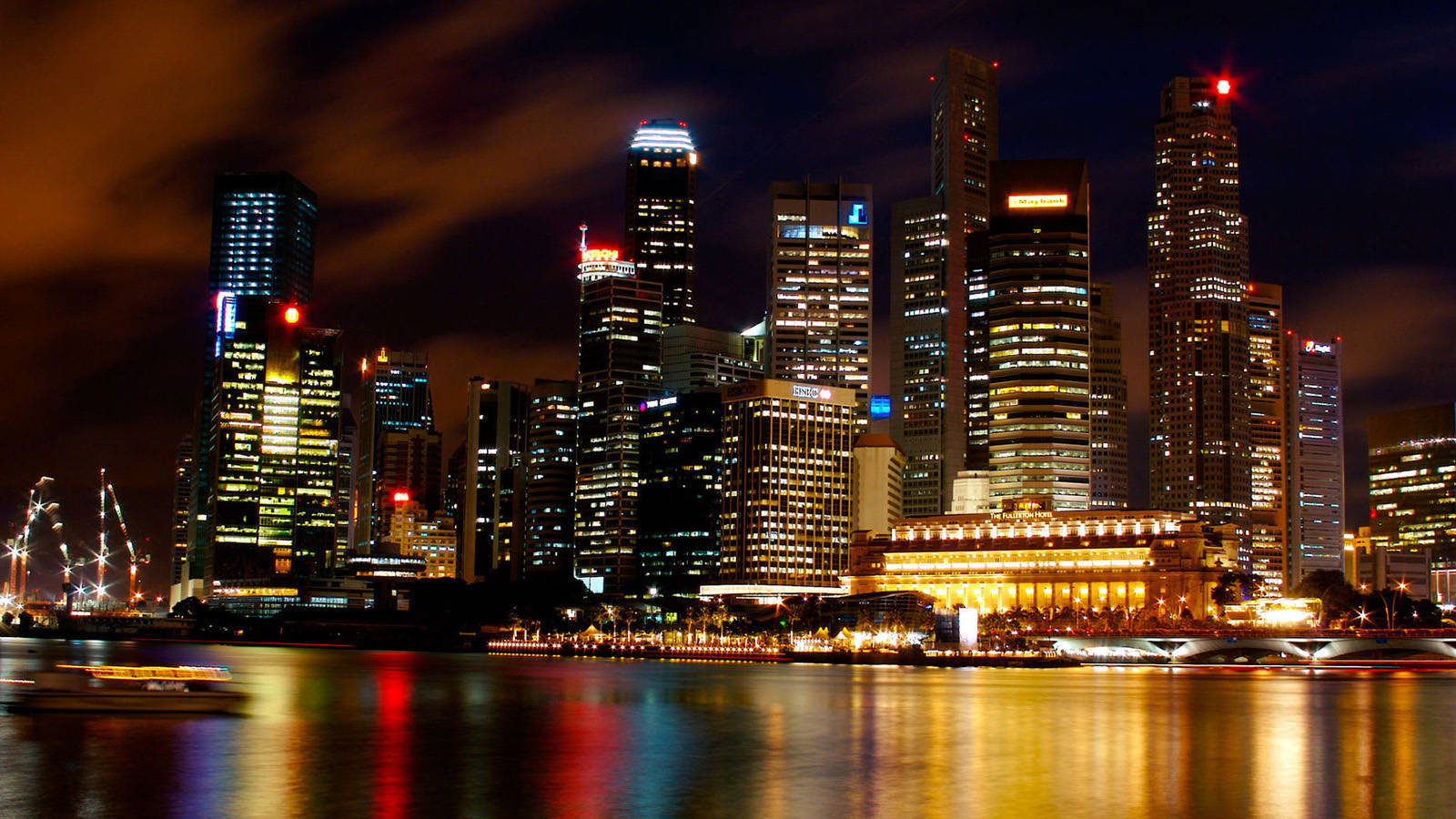 Singapore Port City At Night Wallpaper