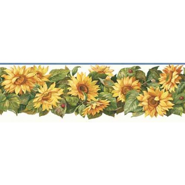 Sunflower W Lady Bugs Wallpaper Border All Walls