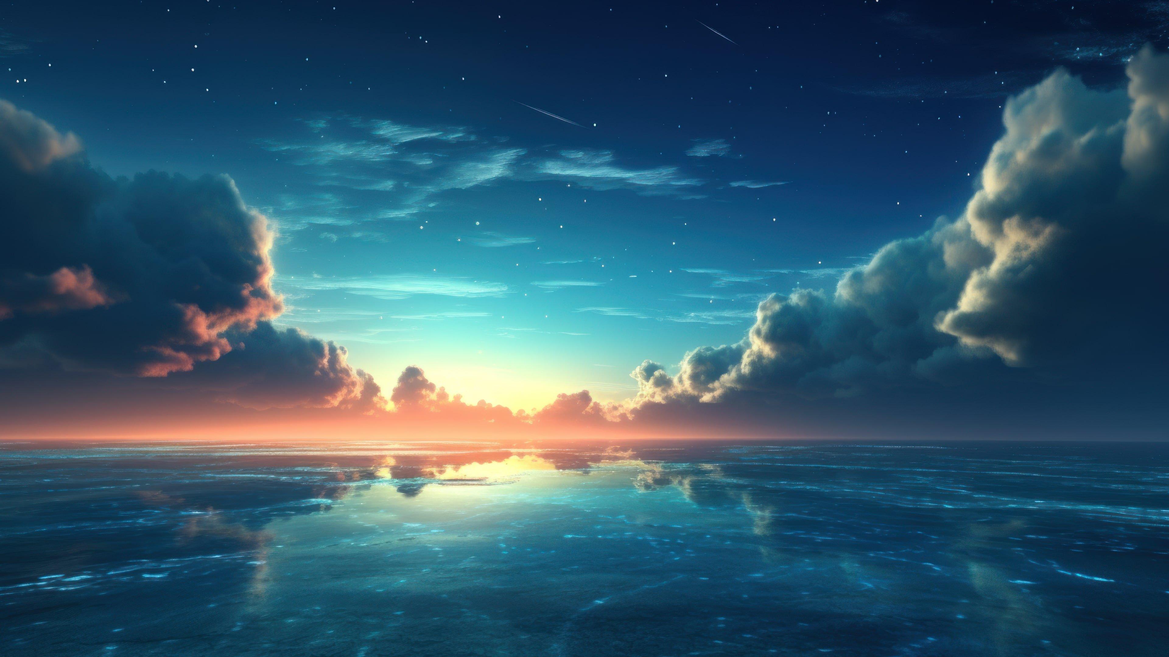Sky Meets The Sea Ai Generated 4k Wallpaper
