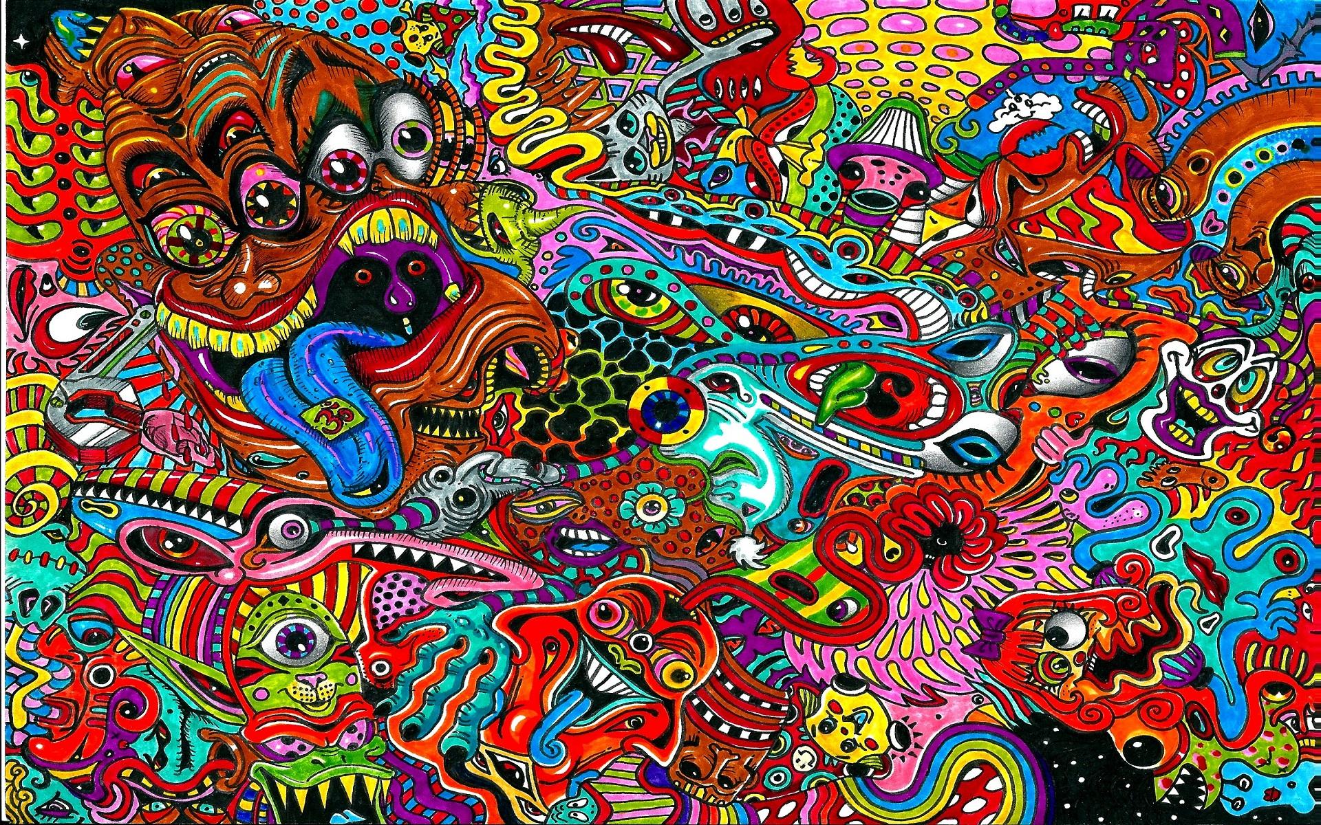 Psychedelic Faces HD Wallpaper