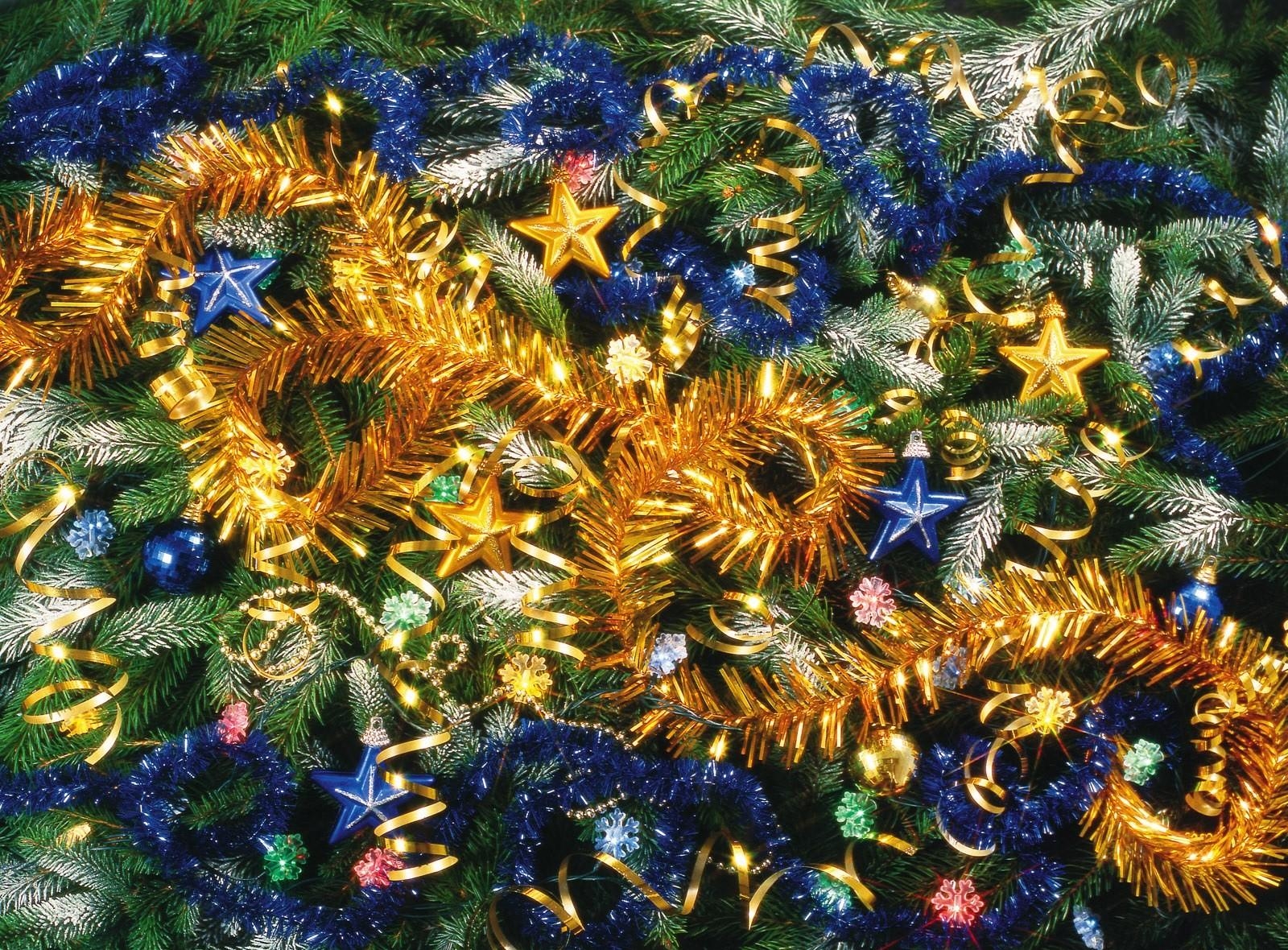 Christmas Tree Needles Holiday Stars Ornaments Tinsel Mood