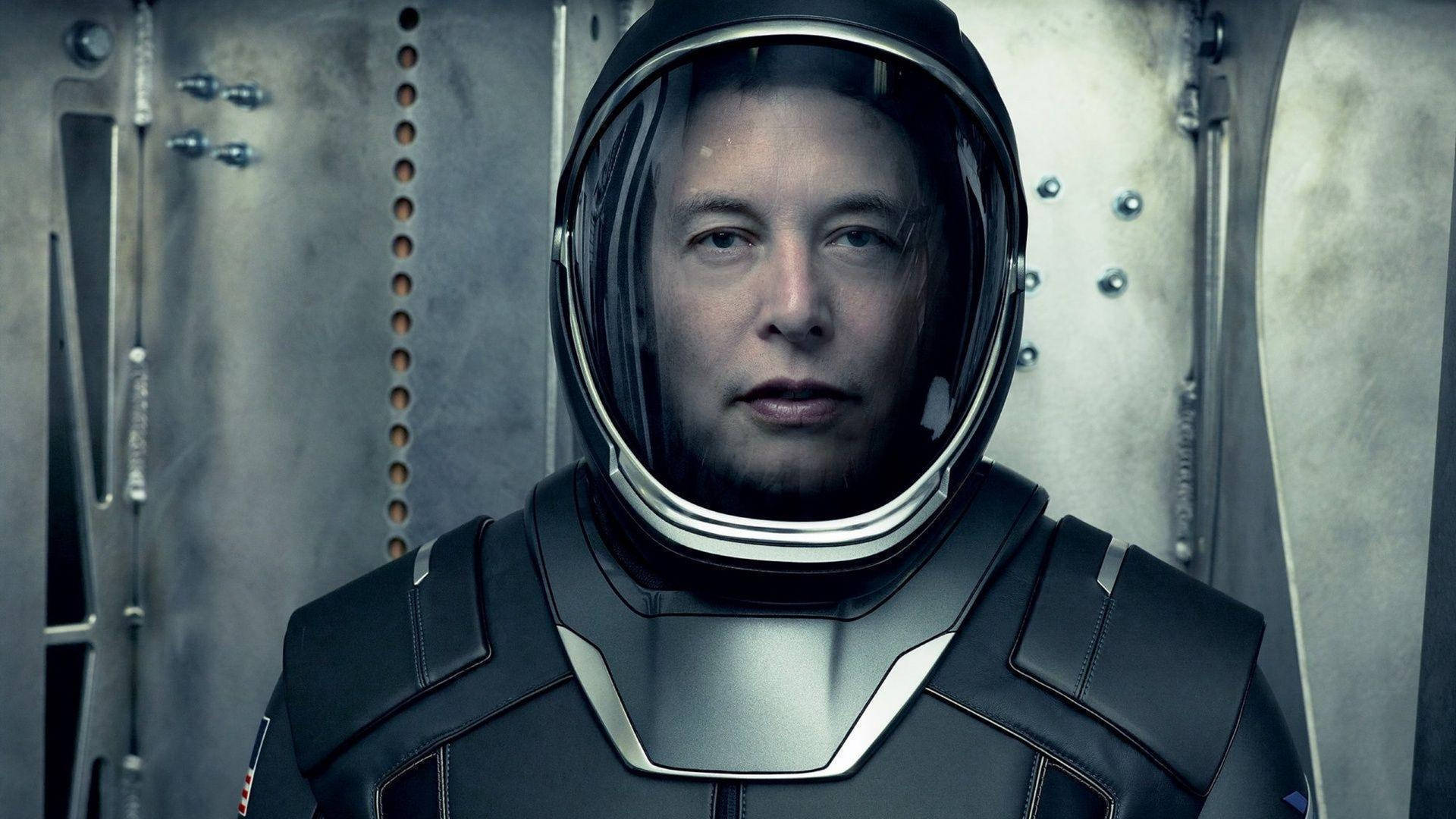 Elon Musk in a SpaceX spacesuit, possibly preparing for a mission
