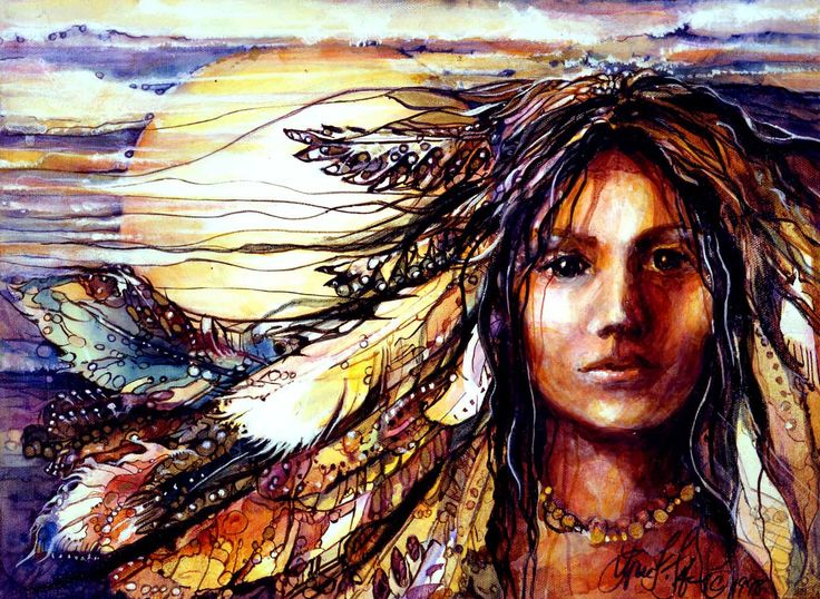 Golden Girl Abstract American Indian Native