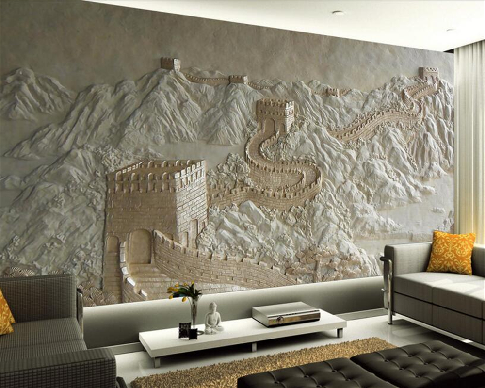 Beibehang Custom Wallpaper Great Wall Relief Chinese Tv Background
