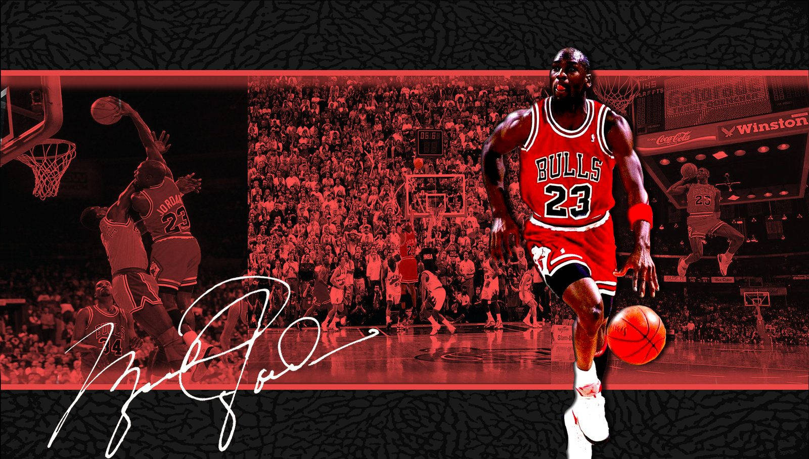 Michael Jordan Chicago Bulls Action Collage Wallpaper