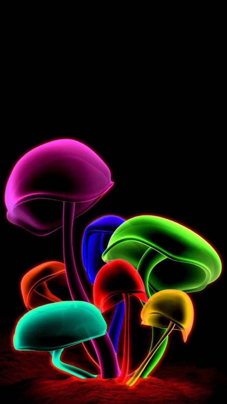 3d Color Mushroom Wallpaper For iPhone
