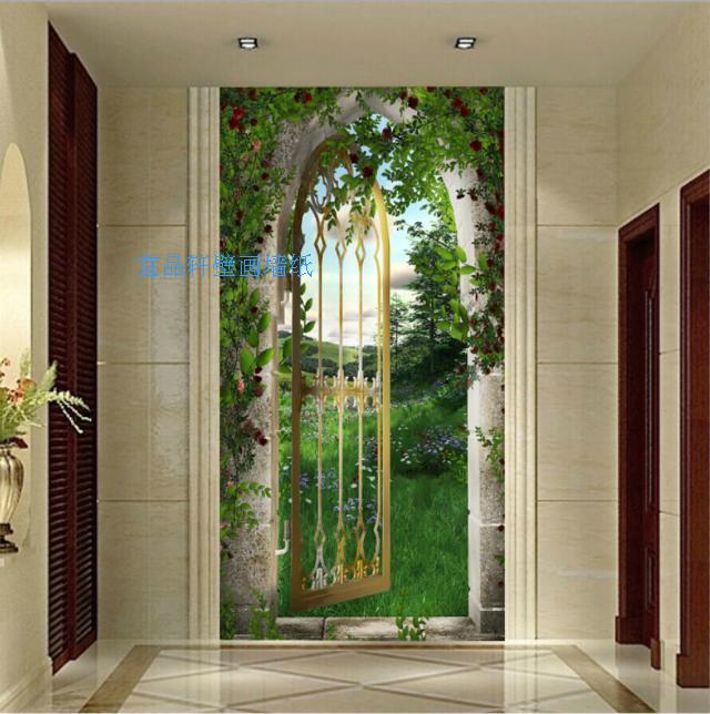 shipping Chinese wallpaper background 3D entrance corridor for a large 640x644