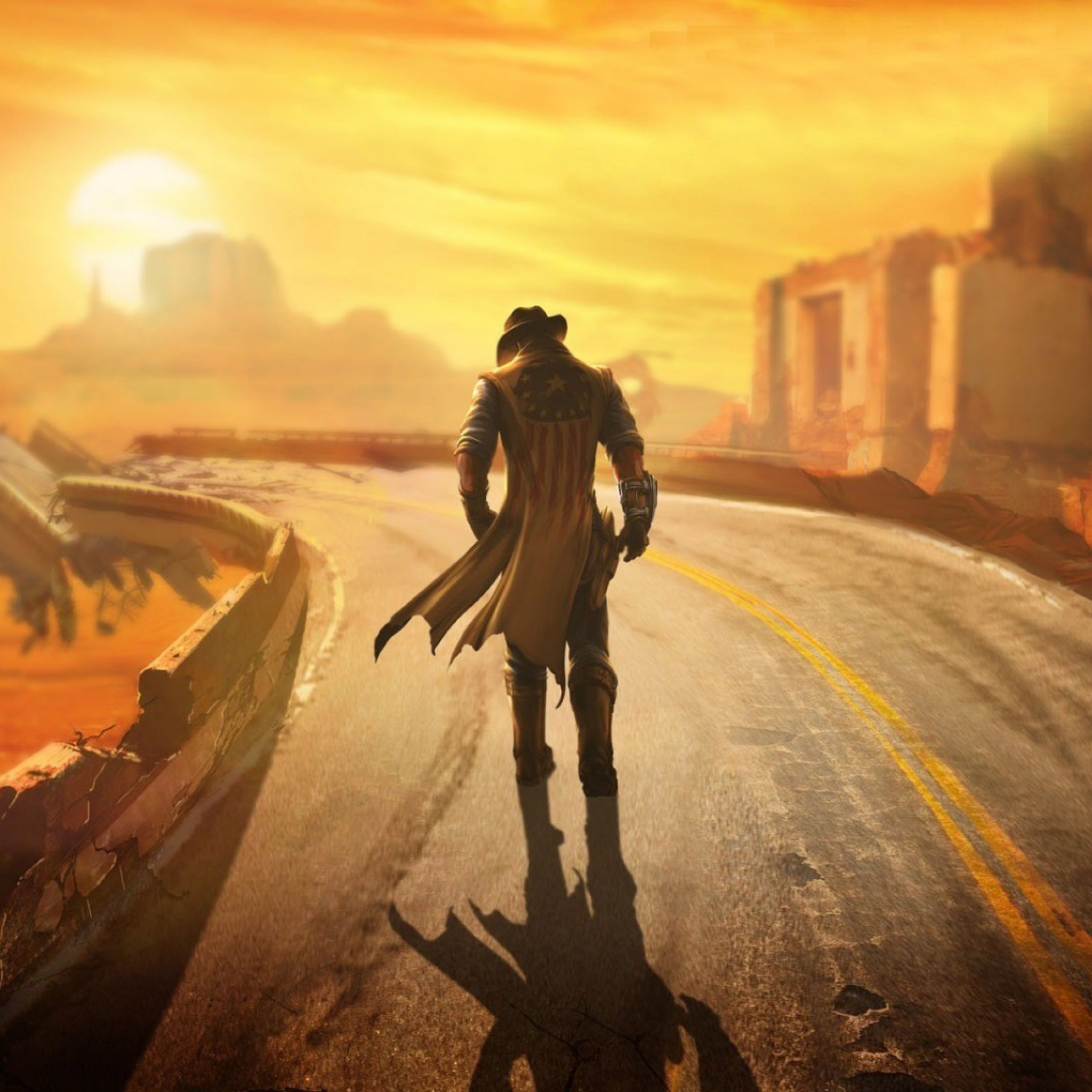 Fallout New Vegas Wasteland Loner Road Hero Wallpaper Background
