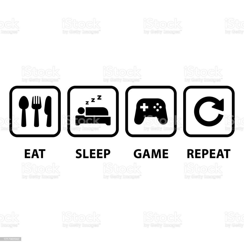 Eat Sleep Game Repeat Icons Stock Illustration Image
