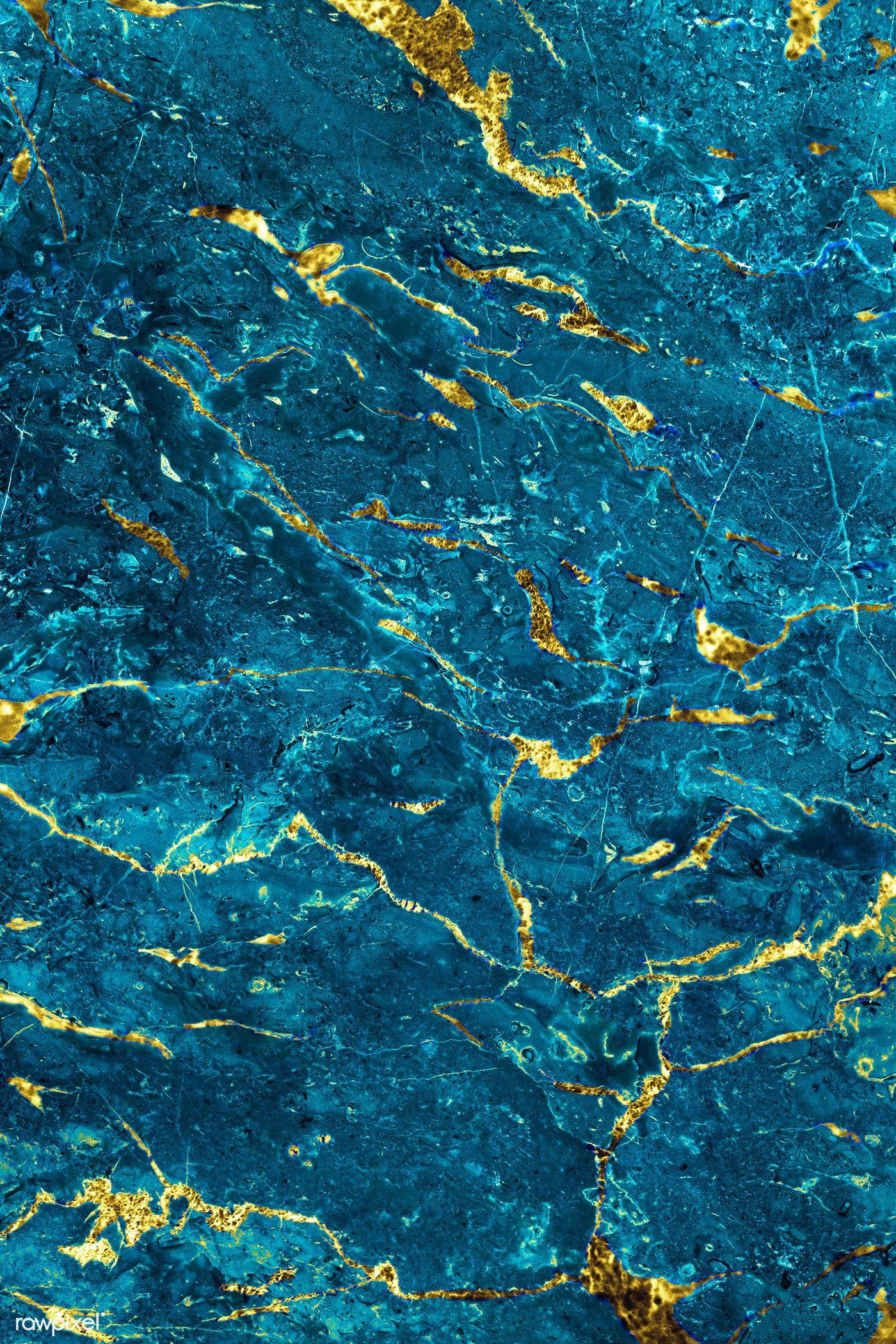 Premium Image Of Blue And Gold Marble Textured Background