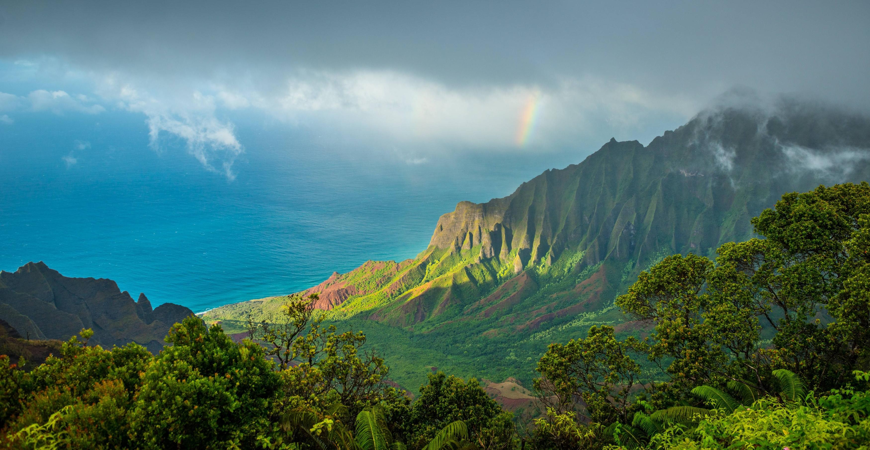 Hawaii Kauai Pacific Ocean Clouds Mountains 4k Wallpaper HD Nature