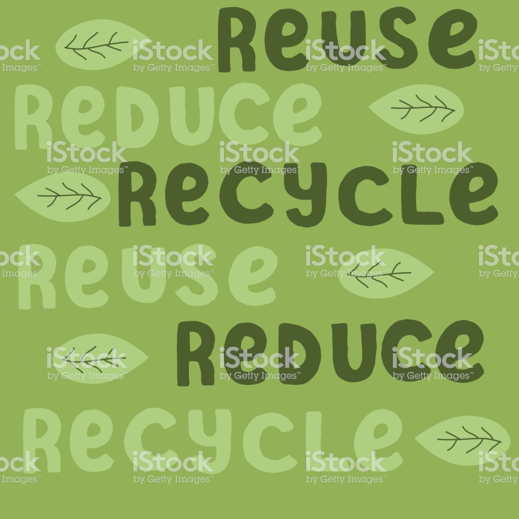 Reduce Reuse Recycle Background With Leaves Vector Eps Stock